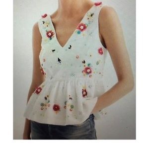 J.crew White Hand Embellished Blouse